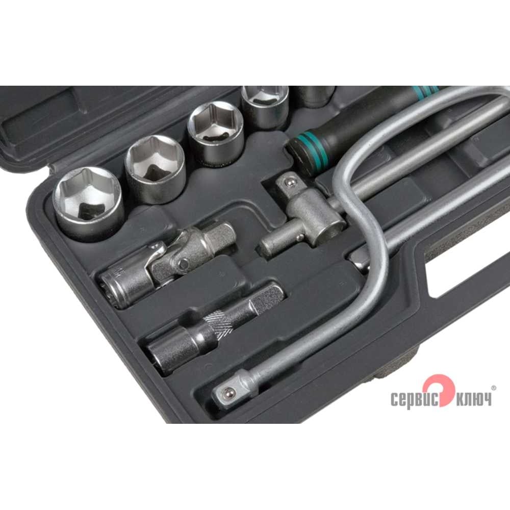 Изображение товара Набор шоферского инструмента СЕРВИС КЛЮЧ №3 18 шт, кейс, 1/2 дюйма, головки 8-22 мм