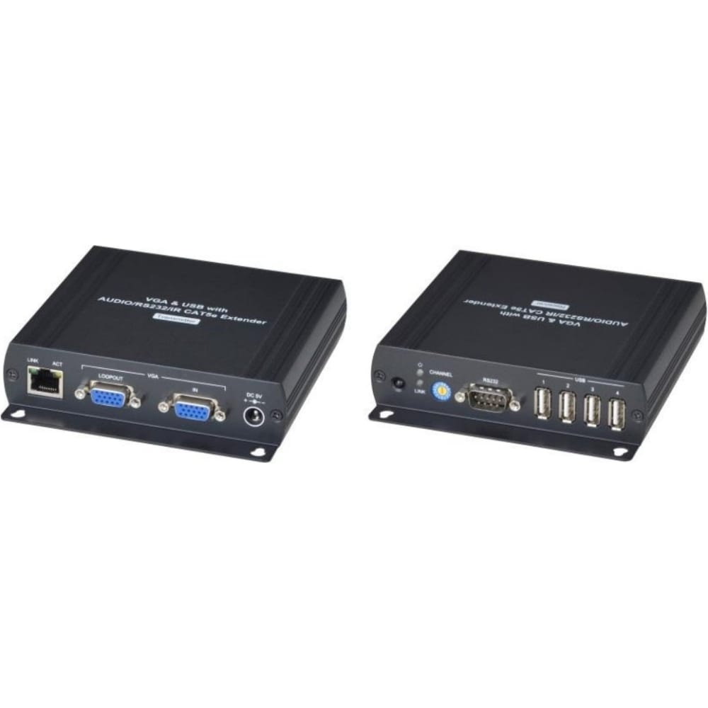Комплект для передачи VGA, 4xUSB2.0, RS232, Стерео Аудио и ИК-управление SC&T