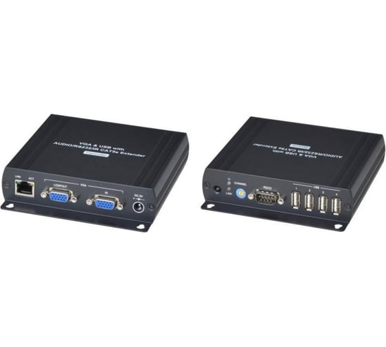 Изображение товара Комплект (приемник и передатчик) для передачи VGA, 4xUSB2.0, RS232, Стерео Аудио и ИК-управление на расстояние до 120м SC&T VKM04 (CAT5e)/140м(CAT6) sct1247