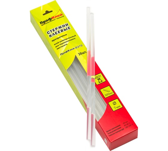 Изображение товара Стержни клеевые универсальные 8375 (7х300 мм; прозрачные; 38 шт.) ПрофКлей RU.07.48.3T