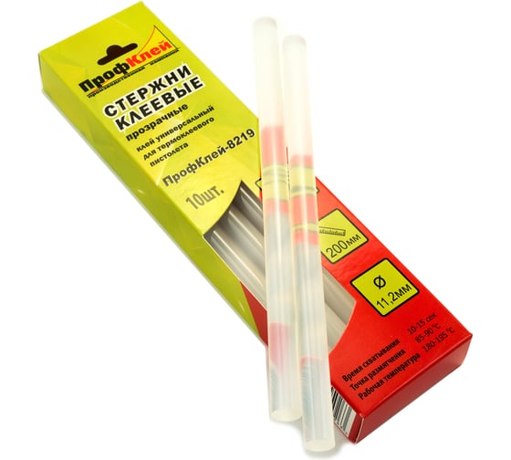 Изображение товара Клеевые стержни Профклей 8219 прозрачные, 11 х 200 мм, 10 штук, 200 г. RU.11.20.2T