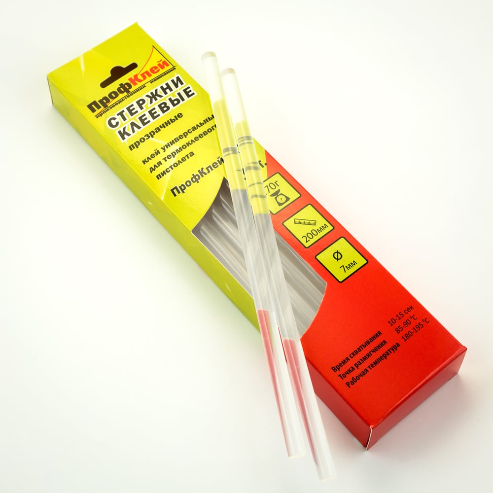 Изображение товара Универсальные клеевые стержни 8273 7х200 мм прозрачные 20 шт ПрофКлей