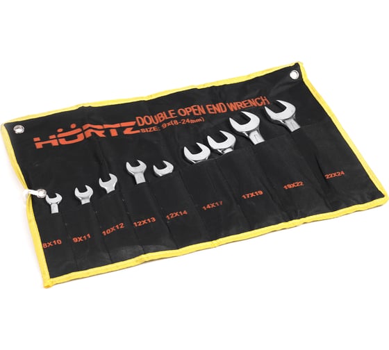 Изображение товара Набор хромированных гаечных двусторонних ключей HORTZ 9шт. 8-24 HOR 104309