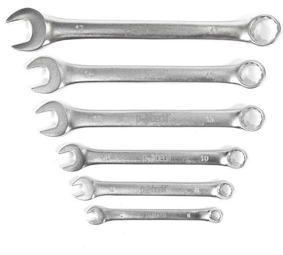 Изображение товара Набор комбинированных ключей Pobedit Cr-V, матовое покрытие, 6-17 мм, 6 шт. 2735702