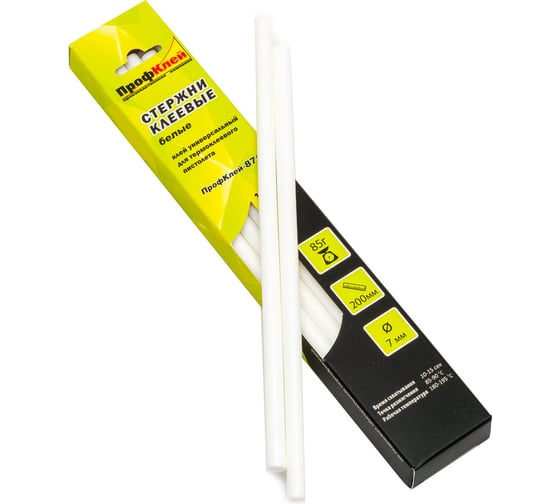 Изображение товара Стержни клеевые универсальные 8710 (7х200 мм; белые; 10 шт.) ПрофКлей RU.07.08.2.WT