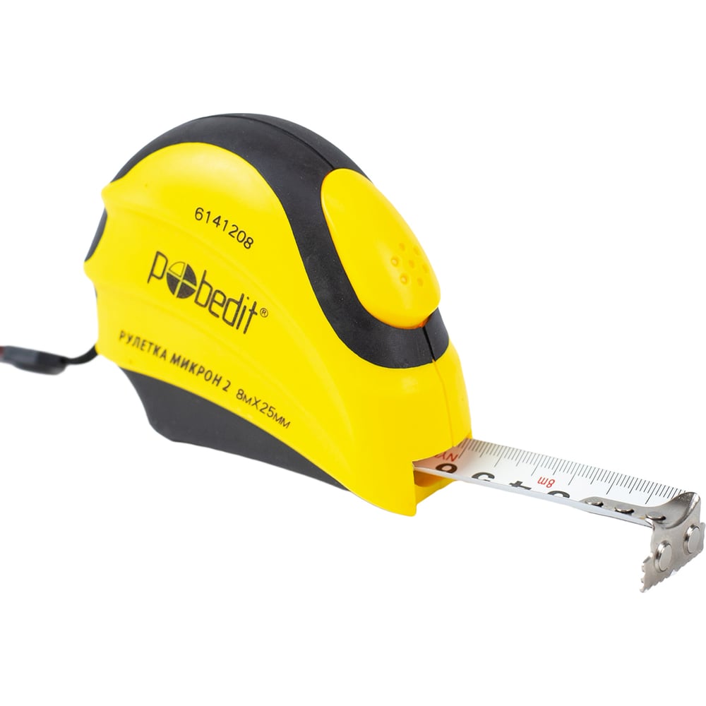 Изображение товара Рулетка Pobedit Микрон-2 8 метров, ширина 25 мм, обрезиненный корпус