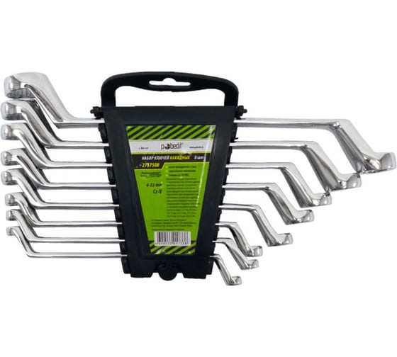 Изображение товара Набор накидных ключей Pobedit Cr-V, зеркальная полировка, 6-22 мм, 8 шт. 2737508