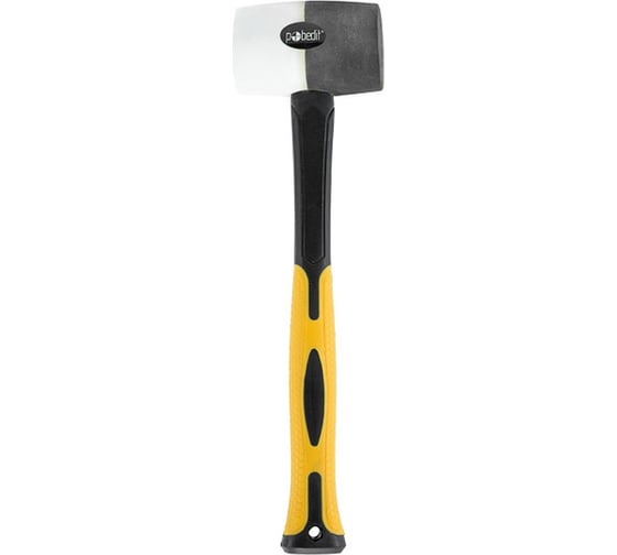 Изображение товара Киянка Pobedit черно-белая, обрезиненная рукоятка, 70% фиберглас, 450 гр. 2541545