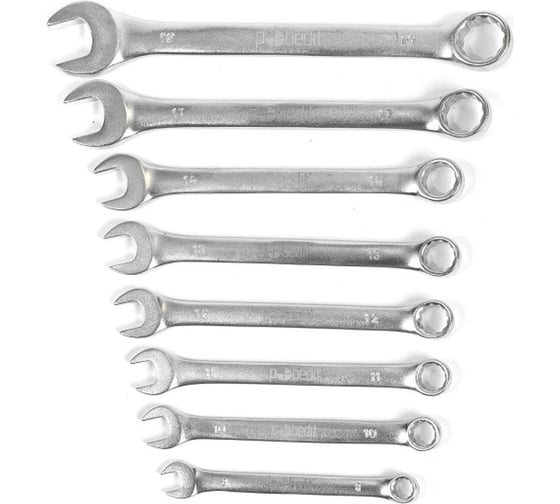 Изображение товара Набор комбинированных ключей Pobedit Cr-V, матовое покрытие, 8-19 мм, 8 шт. 2735706