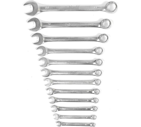 Изображение товара Набор комбинированных ключей Pobedit Cr-V, матовое покрытие, 6-22 мм, 12 шт. 2735718