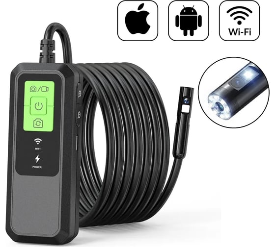 Изображение товара Видеоэндоскоп iCarTool WIFI, для смартфона/планшета, 2 камеры 3.5Мп (2560x1440), зонд 7.9 мм, длина 3м IC-V803-2