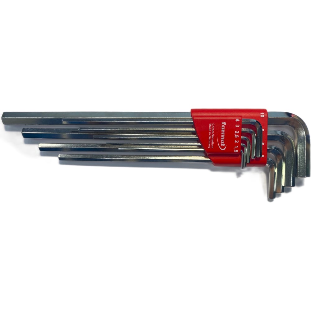 Изображение товара Набор шестигранных г-образный удлиненных ключей FORMAT 1.5-10 мм, 9 шт. 5847 0120