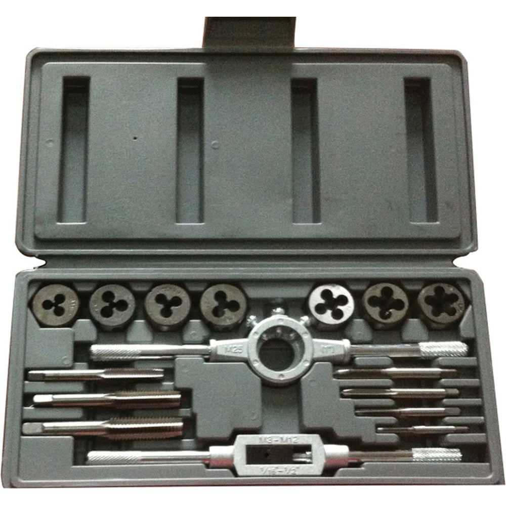 Изображение товара Набор метчиков и плашек Политех 16 предметов для метрической резьбы М3-М12