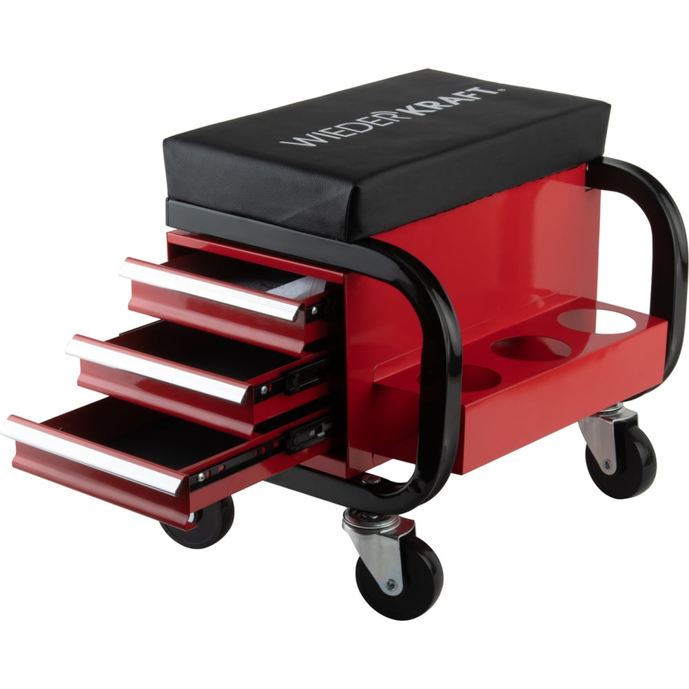 Изображение товара Ремонтный табурет на колесах WIEDERKRAFT с ящиками и нагрузкой 110 кг