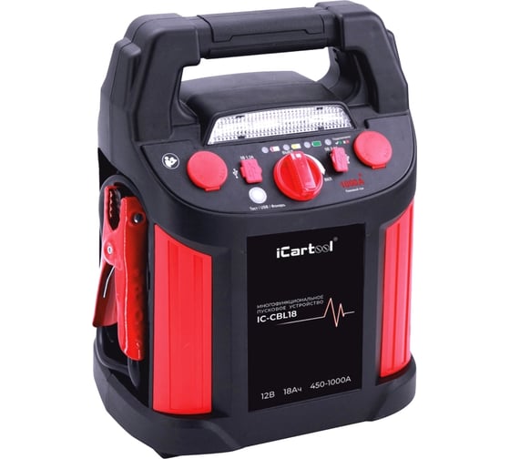 Изображение товара Пусковое устройство iCarTool 12 В, 18 000 мАч, 450/1000 А IC-CBL18