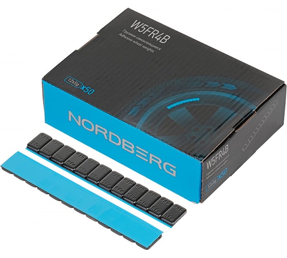 Изображение товара Самоклеящиеся грузики NORDBERG 12x5 г, Fe, закругленные, L=14 см, черные, 50 лент W5FR4B
