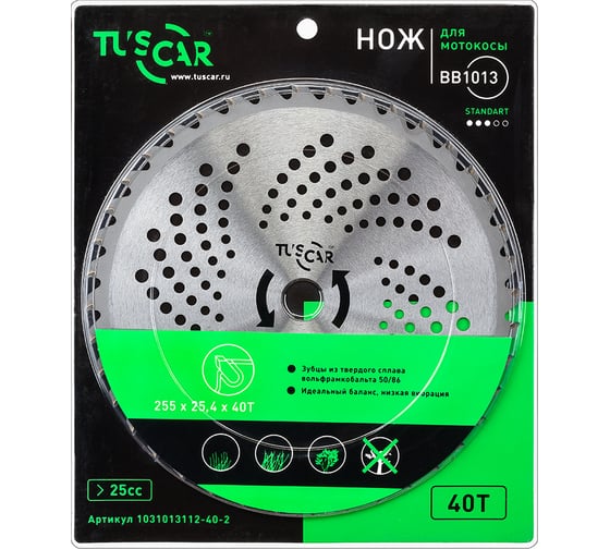 Изображение товара Нож для мотокосы BB1013, Standart, 255x25,4x40T, Classic TUSCAR 1031013112-40-2