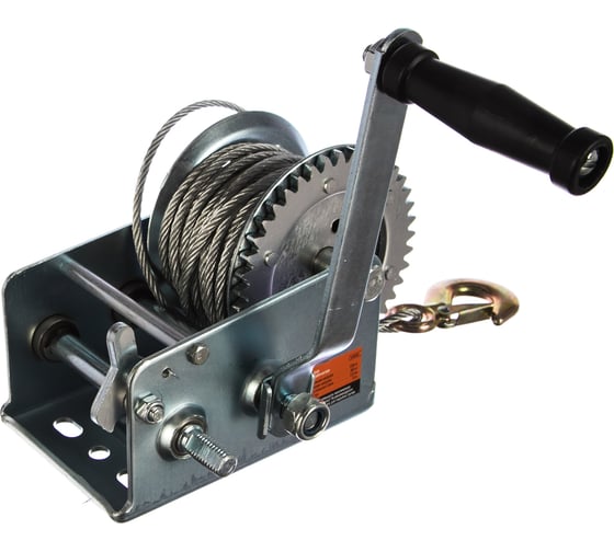 Изображение товара Шестеренчатая лебедка АвтоDело 1200 кгс, сталь, трос 10м 43620 11034