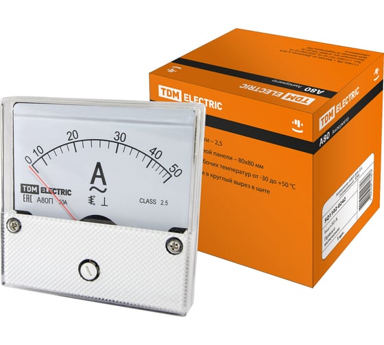 Изображение товара Амперметр TDM ELECTRIC А80П 50А-2,5, поверенный SQ1102-0242