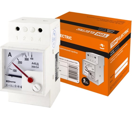 Изображение товара Амперметр TDM ELECTRIC А45Д 300/5А-1.5 din-рейка SQ1102-0303
