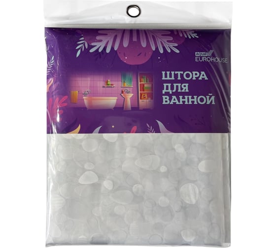 Изображение товара Штора для ванной EUROHOUSE EVA 180x200 см Морской берег, 12 колец 15571