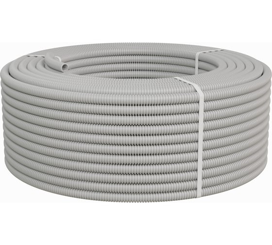 Изображение товара Труба ПВХ Экопласт гофрированная легкая, с зондом диаметр 20 мм, 50м 10120-50B