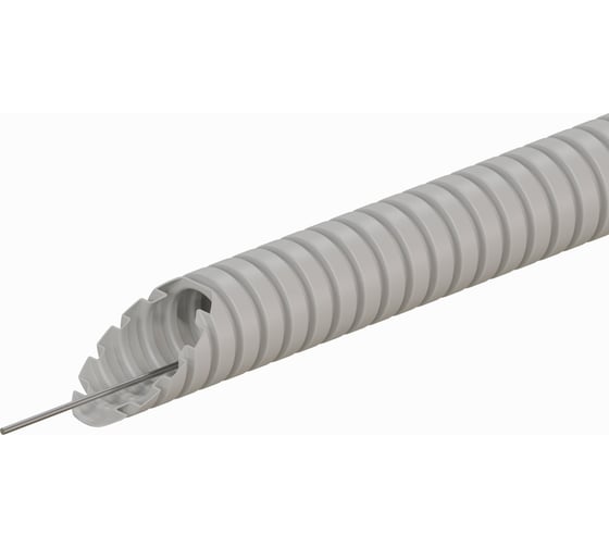 Изображение товара Труба ПВХ Экопласт гофрированная легкая, с зондом диаметр 16 мм, 25м 10116-25B