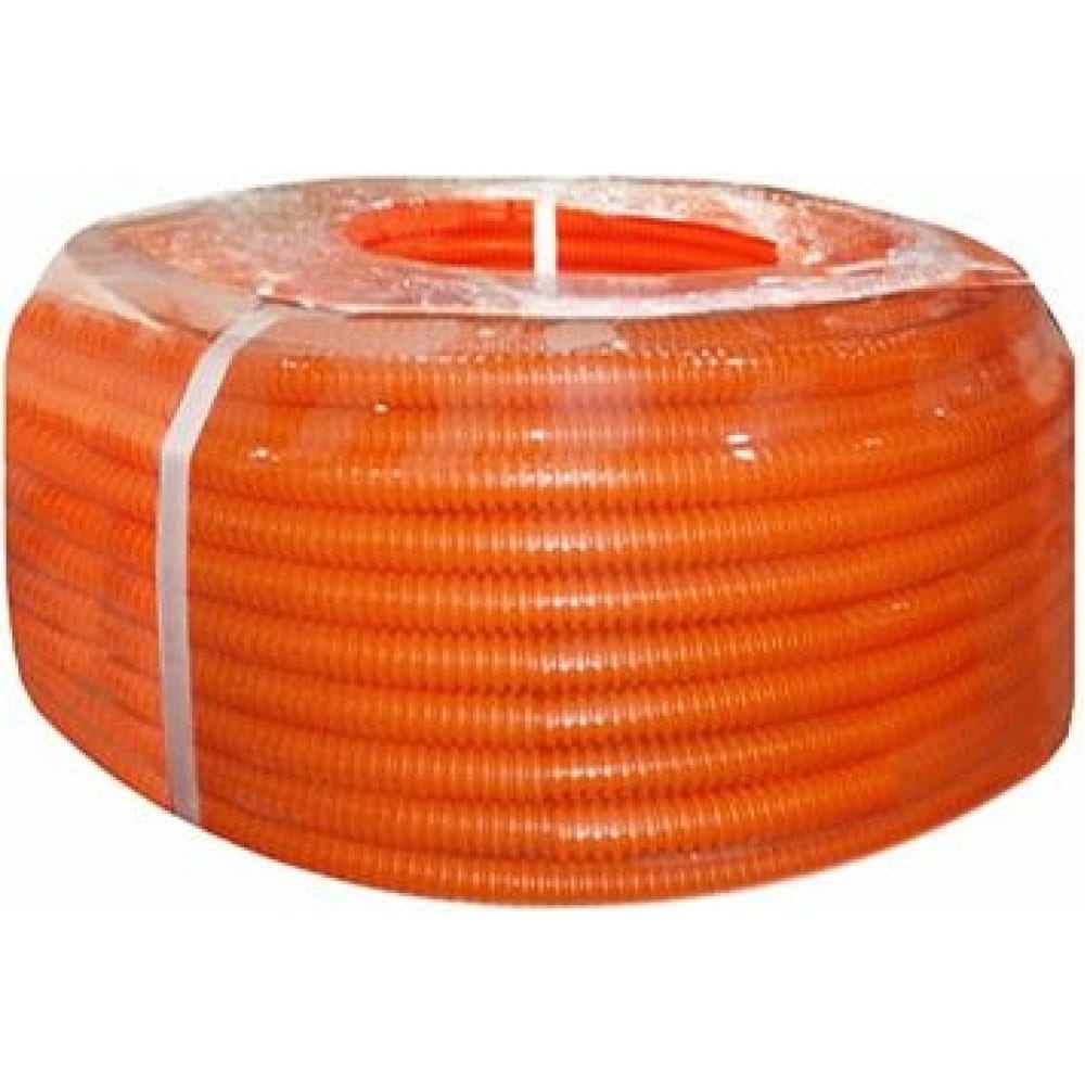 фото Труба пнд экопласт гофрированная легкая, с зондом диаметр 16 мм, цвет оранжевый, 100м 20116-or
