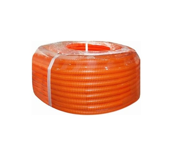 Изображение товара Труба ПНД Экопласт гофрированная легкая, с зондом диаметр 16 мм, цвет оранжевый, 100м 20116-OR