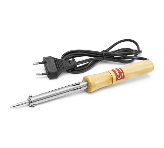 Изображение товара Паяльник Политех с деревянной ручкой, острое жало, 60 Вт, 220 В, 9054416