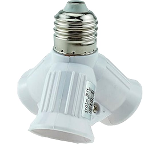 Изображение товара Переходник Ecola Base с цоколя e27 на 3хe27, белый A7W37WEAY