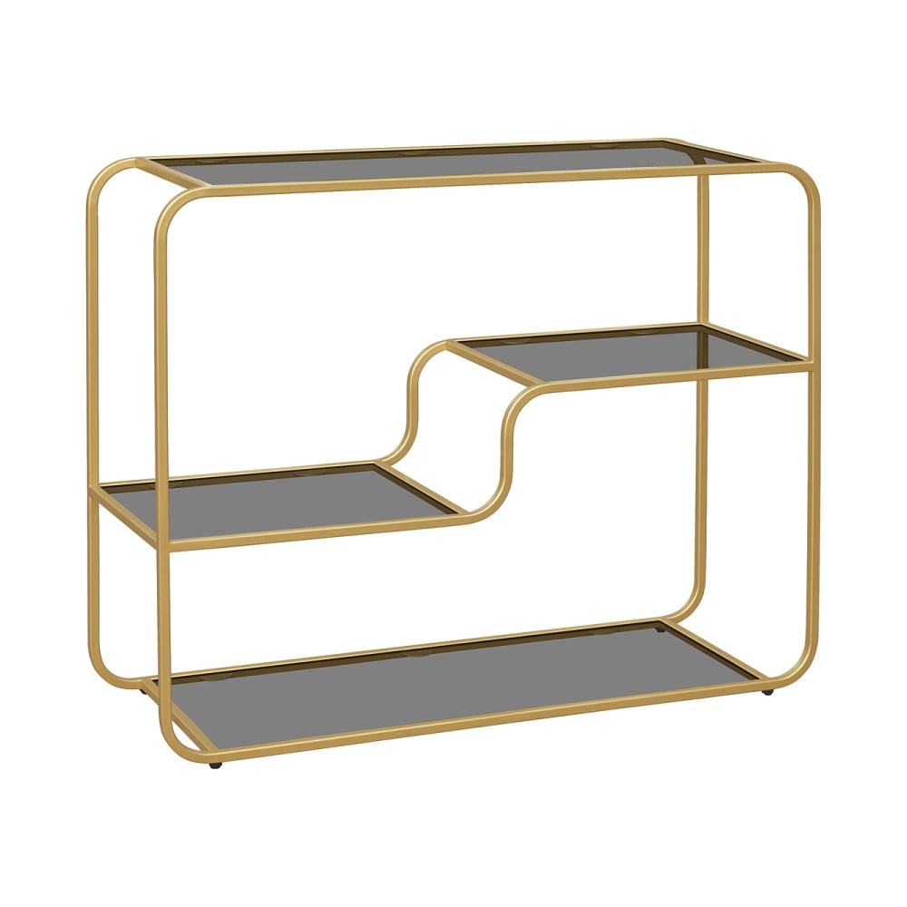 Изображение товара Консоль GreenWeen SIENA в стиле лофт с стеклянной столешницей и полками