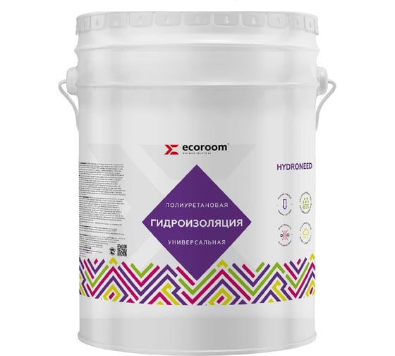 Изображение товара Полиуретановая универсальная гидроизоляция ECOROOM HYDRONEED, белый, 10 кг 443-1-10-Бел