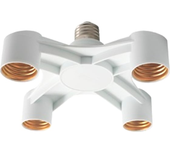 Изображение товара Переходник Ecola Base с цоколя e27 на 4хe27, широкий, белый A7T47WEAY