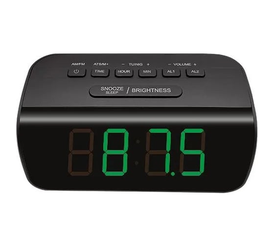 Изображение товара Электронные настольные часы с радио MAX FM CR-2921 LED-дисплей, зеленая подсветка, радиобудильник, от сети 220 В 30199