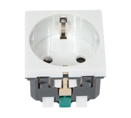 Изображение товара Электрическая розетка TWT Mosaic 45x45, нем. ст., 2K+3, 16A, со шторками, безвинтовое подключение, белая TWT-EL45x45/1G-WH