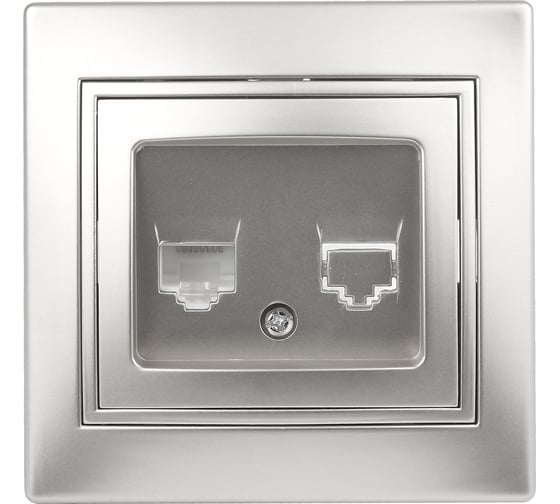 Изображение товара Информационная розетка Intro 130303 RJ45, IP20, СУ, Plano, алюминий Б0030086