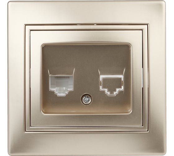 Изображение товара Информационная розетка Intro 1-303-04 RJ45, IP20, СУ, Plano, шампань Б0030087