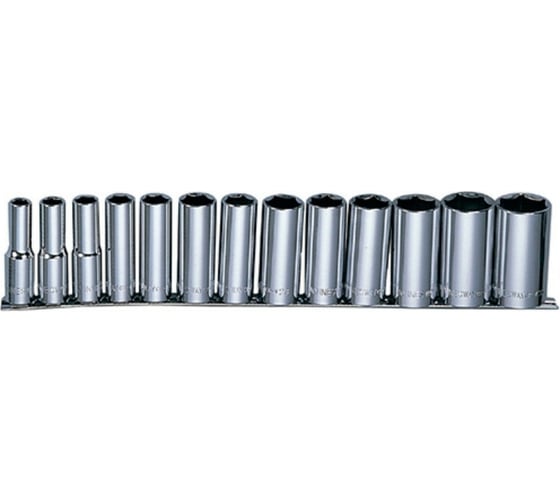 Изображение товара Набор торцевых глубоких головок (13 пр; 7/16"-1 1/4"; 1/2") на рельсе Jonnesway 49082