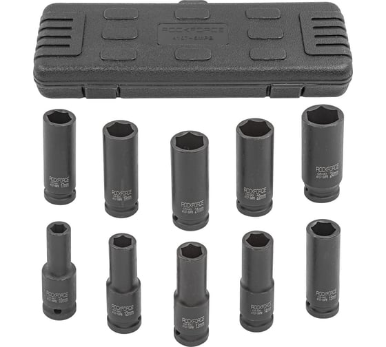 Изображение товара Набор головок шестигранных глубоких ударных (10 пр; 1/2"; 10-24 мм) Rockforce RF-4107-5MPB(16236)