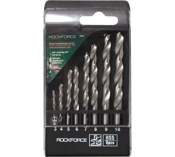 Изображение товара Набор сверл по металлу HSS 8 предметов Rockforce RF-DBS08(29132)