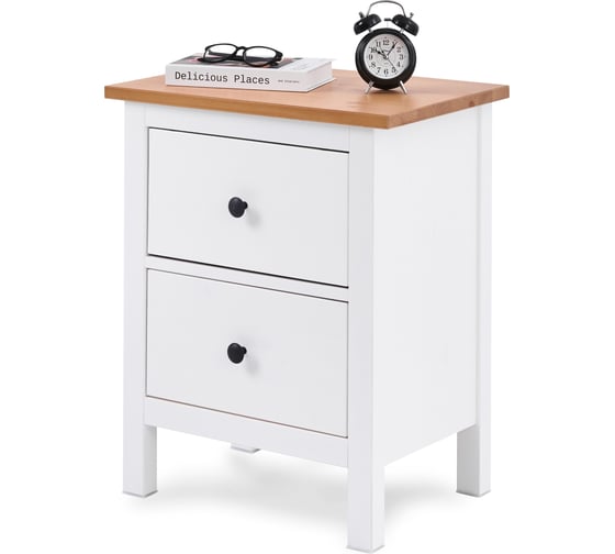 Изображение товара Прикроватная тумба Лузалес КЫМÖР 54х66х38, белый/светло-коричневый 5031020111