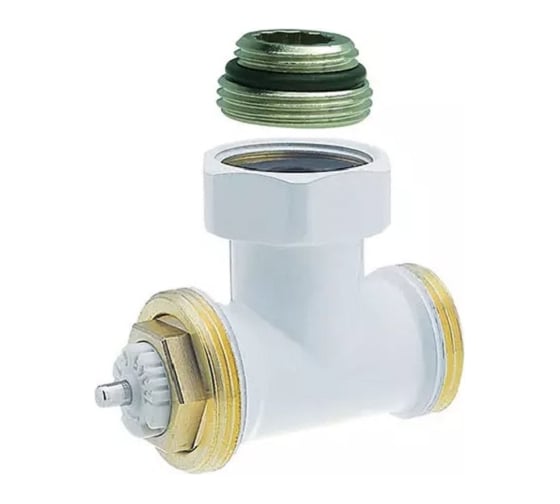 Изображение товара Термостатический угловой вентиль GUARDO ( Hummel Designtechnik) 3/4НРx1/2НР (под евроконус, накидная гайка с ниппелем), белый 2480853590