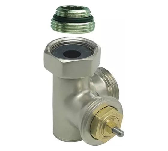 Изображение товара Термостатический левый осевой вентиль GUARDO ( Hummel Designtechnik) 3/4НРx1/2НР (под евроконус, накидная гайка с ниппелем), матовый никель 2484353580