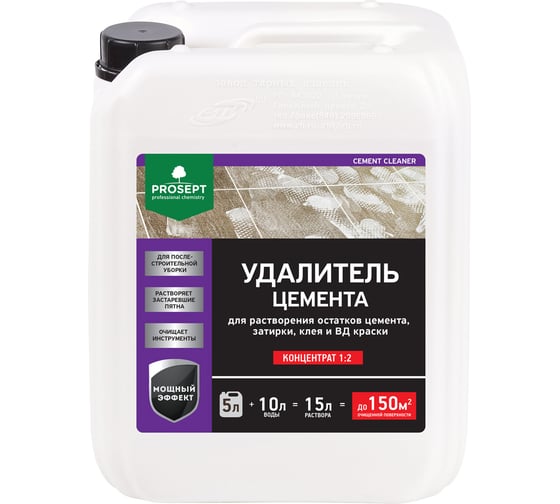 Изображение товара Удалитель цемента PROSEPT CEMENT CLEANER концентрат 1:2, (15 л готового состава). 5л 022-5