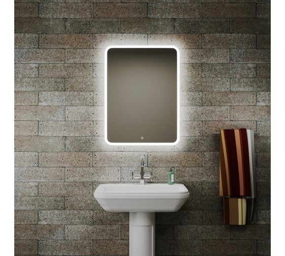 Изображение товара Зеркало Bauedge Bau Stil 60x80, сенсорная LED подсветка, пластиковый защитный корпус BS6080