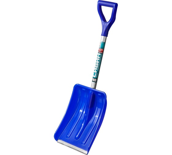 Изображение товара Автомобильная снеговая лопата, пластиковая с алюминиевой планкой, алюминиевый черенок V-ручка, 280 мм. СИБИН АВТО-28 421850