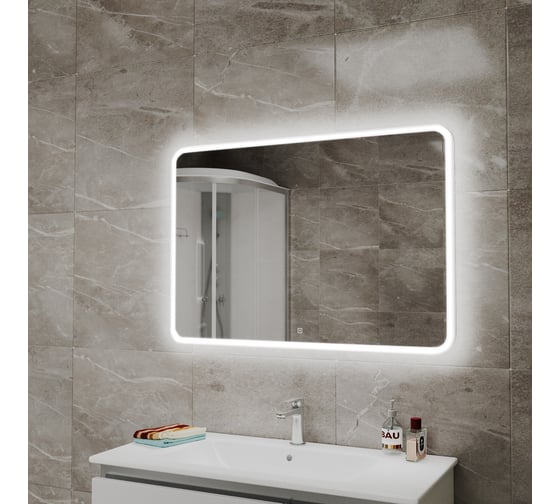 Изображение товара Зеркало Bauedge Bau Stil 100x70, LED подсветка, сенсор, пластиковый защитный корпус BS10070
