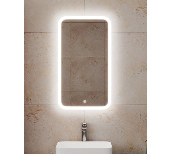 Изображение товара Зеркало Bauedge Bau Stil 40x70, сенсорная LED подсветка, пластиковый защитный корпус BS4070