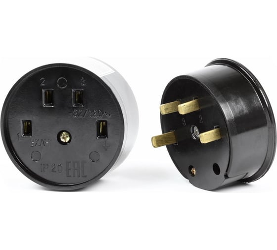 Изображение товара Разъем для плиты Smartbuy 32А 380В 3P+PE ОУ карболитовый черный SBE-IS1-380-C